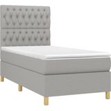 vidaXL Boxspringbett mit Matratze & LED Hellgrau 90x190 cm Stoff