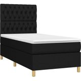vidaXL Boxspringbett mit Matratze & LED Schwarz 90x190 cm Stoff