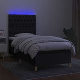 vidaXL Boxspring met matras en LED stof zwart 100x200 cm