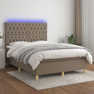 Vidaxl - Boxspringbett mit Matratze & led Taupe 140x190 cm Stoff