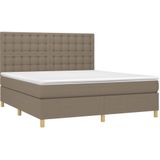 vidaXL Boxspringbett mit Matratze & LED Taupe 180x200 cm Stoff
