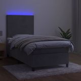 Boxspringbett mit Matratze & led Hellgrau 90x190 cm Samt vidaXL