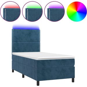 vidaXL-Boxspring-met-matras-en-LED-fluweel-donkerblauw-80x200-cm