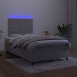 vidaXL Boxspring met matras en LED fluweel lichtgrijs 120x200 cm