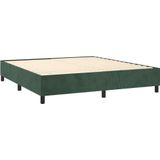 vidaXL Boxspringbett mit Matratze & LED Dunkelgrün 160x200 cm Samt