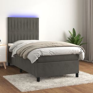 Vidaxl - Boxspringbett mit Matratze & led Dunkelgrau 90x190 cm Samt