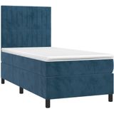 vidaXL Boxspringbett mit Matratze & LED Dunkelblau 90x190 cm Samt