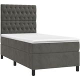 Jinlefu - Boxspringbett mit Matratze & led Dunkelgrau 100x200 cm Samt vidaXL