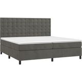vidaXL Boxspringbett mit Matratze & LED Dunkelgrau 200x200 cm Samt