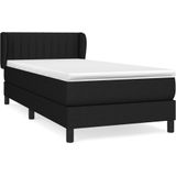 vidaXL Boxspringbett mit Matratze Schwarz 100x200 cm Stoff