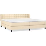 vidaXL Boxspring met matras stof crèmekleurig 200x200 cm