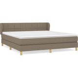 vidaXL - Boxspring - met - matras - stof - taupe - 180x200 - cm