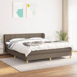 vidaXL - Boxspring - met - matras - stof - taupe - 180x200 - cm