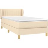 vidaXL Boxspring met matras stof crèmekleurig 90x190 cm