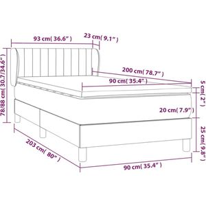 VidaXL Boxspring met Matras - Stof Donkerbruin - 90x200 cm