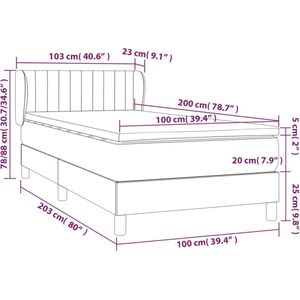 vidaXL Boxspring met matras stof blauw 100x200 cm