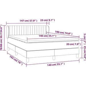 vidaXL Boxspring met matras stof zwart 140x190 cm