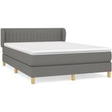 vidaXL Boxspring met matras stof donkergrijs 140x200 cm