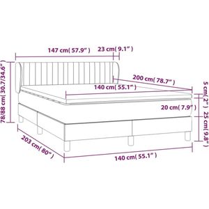 vidaXL Boxspring met matras stof donkerbruin 140x200 cm