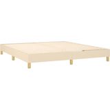 vidaXL - Boxspring - met - matras - stof - crèmekleurig - 160x200 - cm