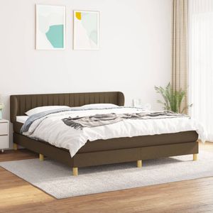 vidaXL Boxspring met matras stof donkerbruin 180x200 cm