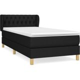 vidaXL Boxspringbett mit Matratze Schwarz 90x190 cm Stoff