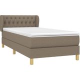 vidaXL Boxspring met matras stof taupe 90x200 cm