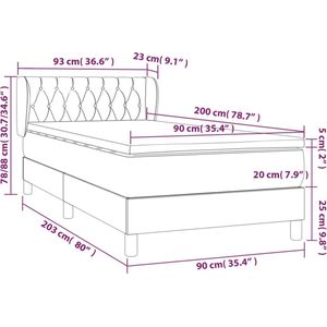 vidaXL Boxspring met matras stof crèmekleurig 90x200 cm