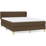 vidaXL Boxspringbett mit Matratze Dunkelbraun 140x200 cm Stoff
