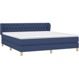 vidaXL Boxspring met matras stof blauw 180x200 cm