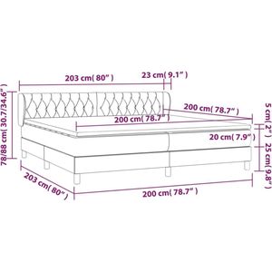 vidaXL - Boxspring - met - matras - stof - donkergrijs - 200x200 - cm