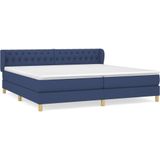 vidaXL Boxspring met matras stof blauw 200x200 cm