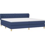 vidaXL Boxspring met matras stof blauw 200x200 cm