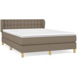 vidaXL Boxspring met matras stof taupe 140x200 cm