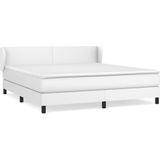 vidaXL Boxspringbett mit Matratze Weiß 160x200 cm Kunstleder