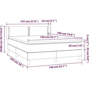 vidaXL Boxspring met matras kunstleer grijs 140x190 cm