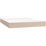 vidaXL Boxspring met matras kunstleer cappuccinokleurig 140x200 cm