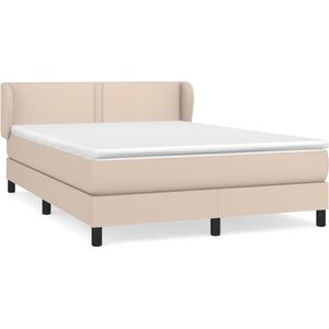 vidaXL - Boxspring - met - matras - kunstleer - cappuccinokleurig - 140x200 - cm