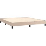 vidaXL Boxspring met matras kunstleer cappuccinokleurig 160x200 cm