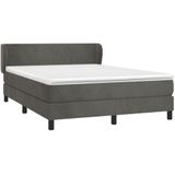 vidaXL Boxspring met matras fluweel donkergrijs 140x190 cm