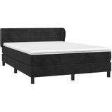 vidaXL Boxspringbett mit Matratze Schwarz 140x190 cm Samt