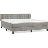 Vidaxl - Boxspringbett mit Matratze Hellgrau 160x200 cm Samt
