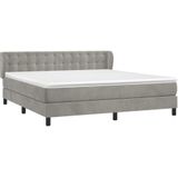 vidaXL Boxspring met matras fluweel lichtgrijs 160x200 cm