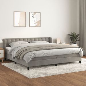 vidaXL - Boxspring - Fluweel - Lichtgrijs - 200x200 cm