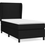 vidaXL Boxspringbett mit Matratze Schwarz 90x200 cm Stoff