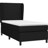 vidaXL Boxspringbett mit Matratze Schwarz 90x200 cm Stoff