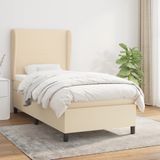 vidaXL Boxspring met matras stof crèmekleurig 90x200 cm