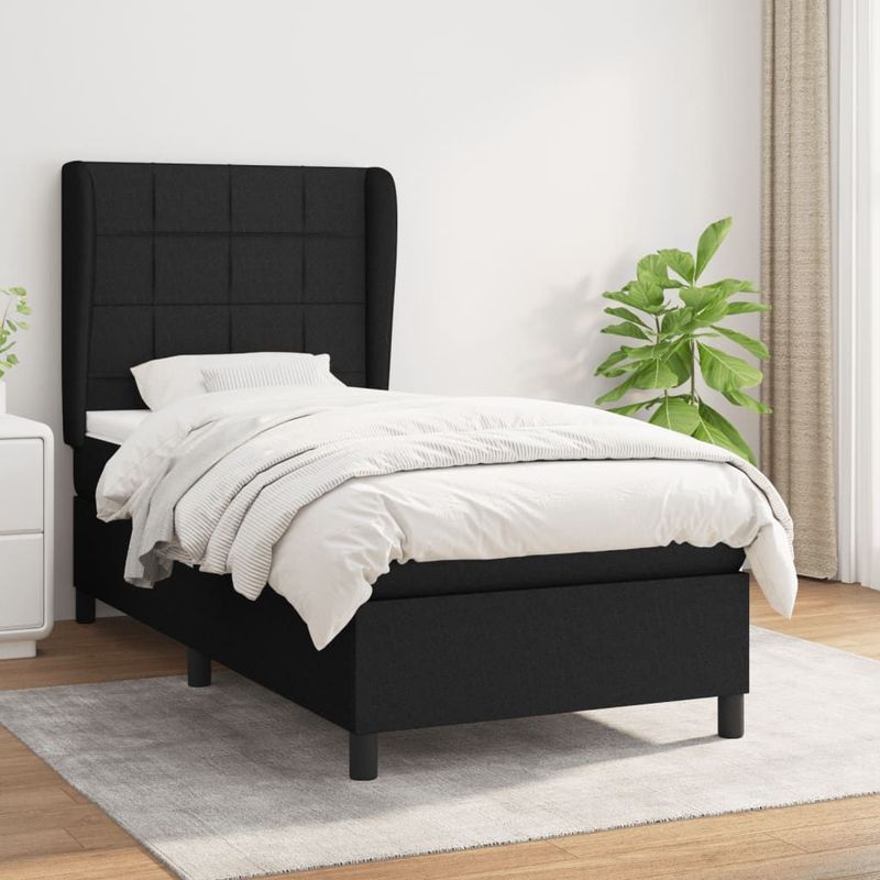 Boxspringbett mit Matratze Schwarz 100x200 cm Stoff vidaXL