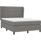 vidaXL Boxspringbett mit Matratze Dunkelgrau 140x190 cm Stoff