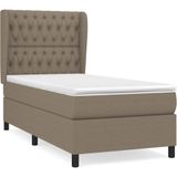vidaXL Boxspringbett mit Matratze Taupe 90x200 cm Stoff